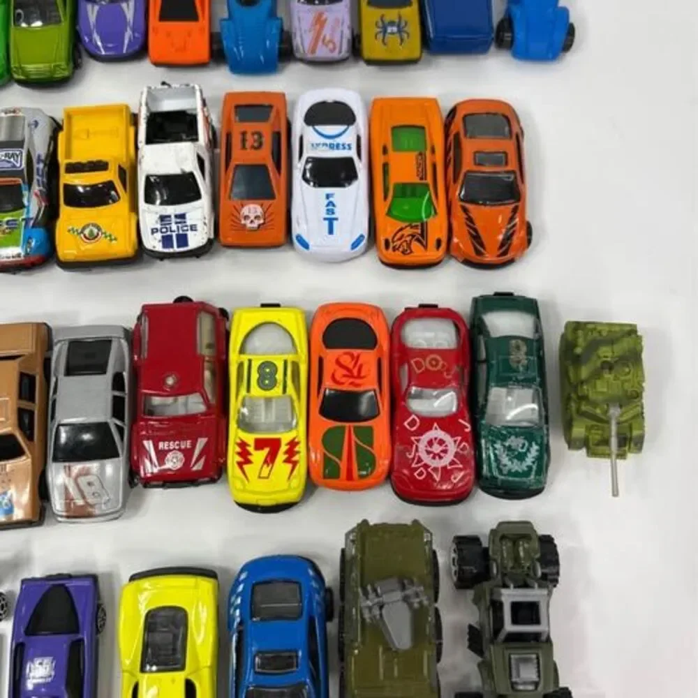 40 Unbranded Plastic Cars Lot Race Car Military Truck